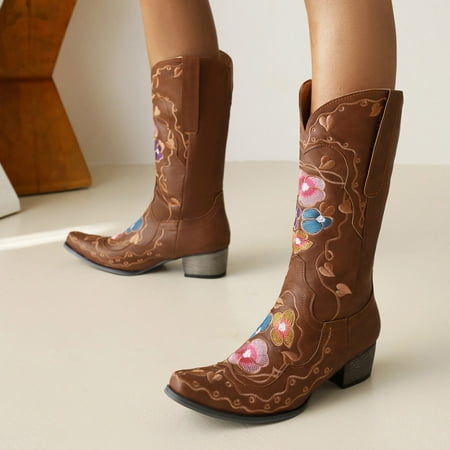 Boots High Embroidery Flowers SlipOn Booties Retro Round Shoes Heels Middle Women Toe Women s Boots
Boots High Embroidery Flowers SlipOn Booties Retro Round Shoes Heels Middle Women Toe Women s Boots