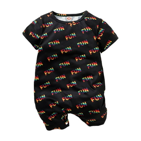 Newborn Baby Girls Romper Jumpsuit Onesies Bodysuit Short Sleeve Letter Print Romper 12-18 Months Black
Newborn Baby Girls Romper Jumpsuit Onesies Bodysuit Short Sleeve Letter Print Romper 12-18 Months Black