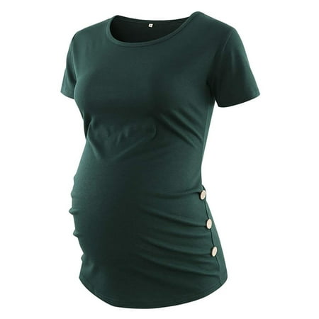 amlbb Women s Maternity Short Sleeve Tops Round Neck Side Button And Pleated Top Maternity Loose Fit Blouse T-shirt
amlbb Women s Maternity Short Sleeve Tops Round Neck Side Button And Pleated Top Maternity Loose Fit Blouse T-shirt