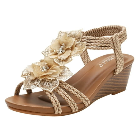 sandals for Women Womens Wedges Sandals Elastic Ankle Strap Casual Bohemian Sandals Beach Shoes Floral Pattern Beaded Boho Wedge Shoes PU Dress Sandals for Women Yellow
sandals for Women Womens Wedges Sandals Elastic Ankle Strap Casual Bohemian Sandals Beach Shoes Floral Pattern Beaded Boho Wedge Shoes PU Dress Sandals for Women Yellow
