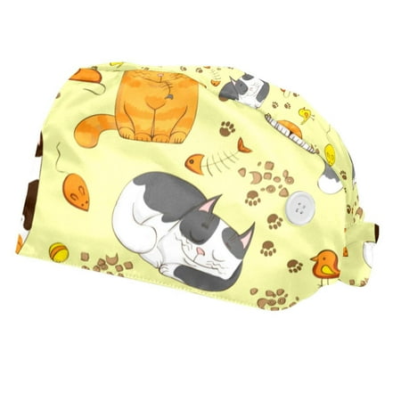 2PCS Working Cap with Buttons and Sweatband Adjustable Tie Back Hats Bouffant Caps Cartoon Cat Scrub Turban Hat
2PCS Working Cap with Buttons and Sweatband Adjustable Tie Back Hats Bouffant Caps Cartoon Cat Scrub Turban Hat