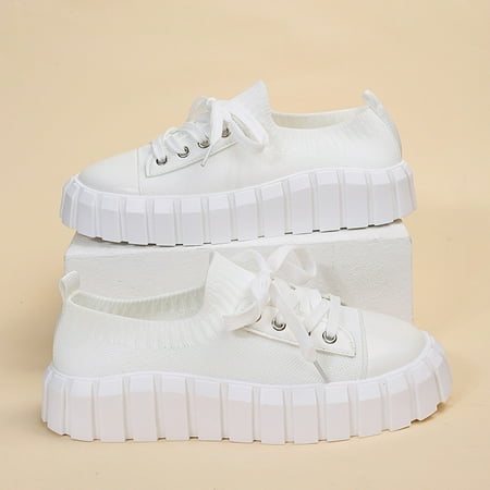Quealent Running Shoes Women s Play Fashion Sneaker White Color Washed and Leopard Canvas Slip on Shoes White 7.5