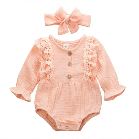 Seyurigaoka Baby Girl Jumpsuit Stylish Bowknot Headband Ruffle Sleeve Round Neck Romper
Seyurigaoka Baby Girl Jumpsuit Stylish Bowknot Headband Ruffle Sleeve Round Neck Romper