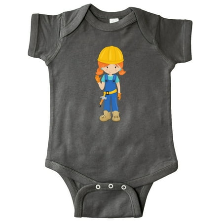 Inktastic Cute Girl Construction Worker Orange Hair Gift Baby Girl Bodysuit