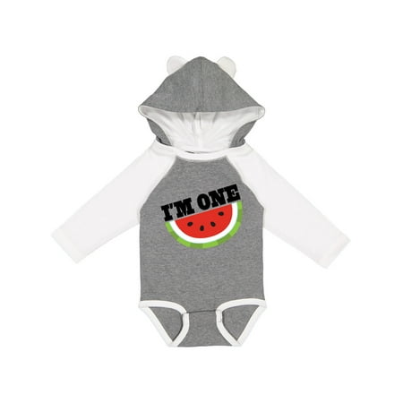 Inktastic I m One 1st Birthday Watermelon Gift Baby Boy or Baby Girl Long Sleeve Bodysuit