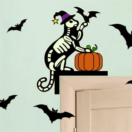 Glow In The Dark Halloween Door Topper Black Skeleton Cat Reusable Decals Halloween Theme Skeleton Cat Pattern Suitable For Party House School Home Decor
Glow In The Dark Halloween Door Topper Black Skeleton Cat Reusable Decals Halloween Theme Skeleton Cat Pattern Suitable For Party House School Home Decor