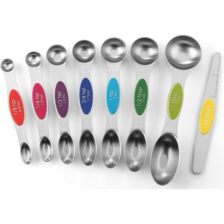Magnetic Measuring Spoons Set Dual Sided Stainless Steel Fits in Spice Jars Multi-Color Set of 8
Magnetic Measuring Spoons Set Dual Sided Stainless Steel Fits in Spice Jars Multi-Color Set of 8
