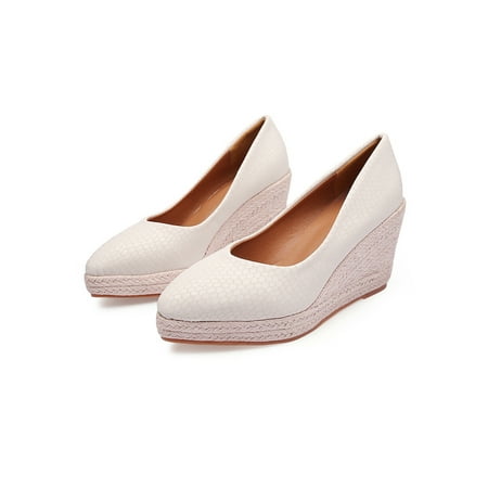 SIMANLAN Women Pumps Slip On Espadrilles Non-slip Wedge Pump Ladies Non-Slip Dressy Shoe Womens Comfort High Heels Beige 6
SIMANLAN Women Pumps Slip On Espadrilles Non-slip Wedge Pump Ladies Non-Slip Dressy Shoe Womens Comfort High Heels Beige 6