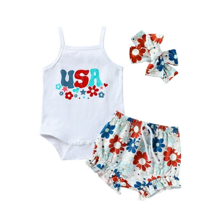Arvbitana 0M 3M 6M 12M 18M 24M Infant Baby Girl 4th of July Outfit Letter Print Strap Sleeveless Romper Shorts Headband 3Pcs Clothes Set
Arvbitana 0M 3M 6M 12M 18M 24M Infant Baby Girl 4th of July Outfit Letter Print Strap Sleeveless Romper Shorts Headband 3Pcs Clothes Set