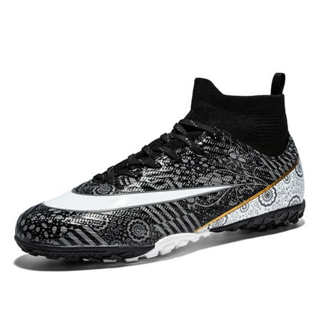 FULORIS Men High Top Soccer Cleats Shoes Teenager Football Boots Turf