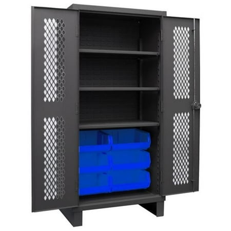 Durham HDCV36-6B-3S5295 12 Gauge Recessed Door Style Lockable Ventilated Cabinet with 6 Blue Hook on Bins & 3 Adjustable Shelves Gray - 36 in.
Durham HDCV36-6B-3S5295 12 Gauge Recessed Door Style Lockable Ventilated Cabinet with 6 Blue Hook on Bins & 3 Adjustable Shelves Gray - 36 in.