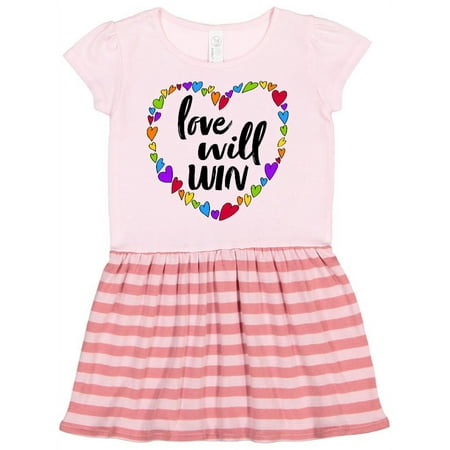 Inktastic Love Will Win- Pride Rainbow Hearts Gift Toddler Girl Dress