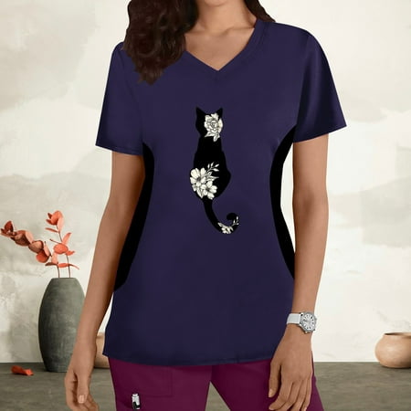 SELONE Scrubs for Women Short Sleeve Tops Blouses Regular Fit T Shirts Pullover Tees Tops Cat Print T-Shirts V Neck Tops Casual Blouses With Pockets T Shirts Easy Care Soft Breathable Pullover Navy L
SELONE Scrubs for Women Short Sleeve Tops Blouses Regular Fit T Shirts Pullover Tees Tops Cat Print T-Shirts V Neck Tops Casual Blouses With Pockets T Shirts Easy Care Soft Breathable Pullover Navy L