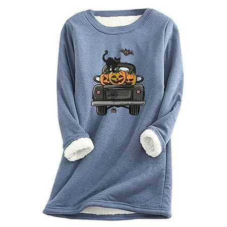 Fleece Jacket Women Halloween Tops for Women Long Full Sleeve Women O Neck Loungewear Nightgowns Print Fall Ladies Warm Bottoming Shirt Print Top Blue XXL
Fleece Jacket Women Halloween Tops for Women Long Full Sleeve Women O Neck Loungewear Nightgowns Print Fall Ladies Warm Bottoming Shirt Print Top Blue XXL