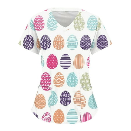 Women Scrubs Tops Easter Print Short Sleeve V Neck Workwear Tshirt Top Blouse With Pockets Nurse Workwear
Women Scrubs Tops Easter Print Short Sleeve V Neck Workwear Tshirt Top Blouse With Pockets Nurse Workwear