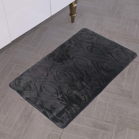All American Collection New Solid 1 Piece Memory Foam Bathroom Mat (Helix, Grey)