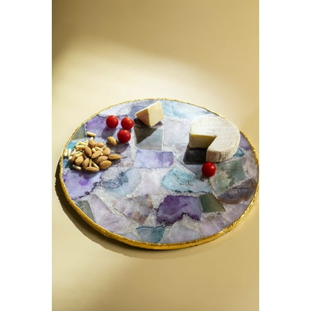 GAURI KOHLI Radiance Agate & Gold Cheese Board - Large