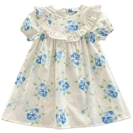 CLZOUD Girls Silm Fit Dress Blue Cotton Fresh Flower Ruffle Girls Dress Spring Short Sleeved Children S Skirt Sweet Doll Dress Sunshine Fashion Girls Dress 90
CLZOUD Girls Silm Fit Dress Blue Cotton Fresh Flower Ruffle Girls Dress Spring Short Sleeved Children S Skirt Sweet Doll Dress Sunshine Fashion Girls Dress 90
