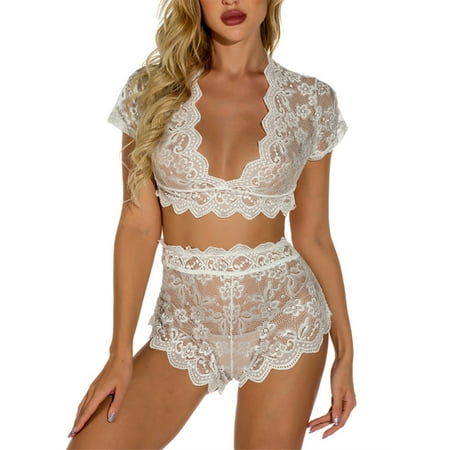 Avamo Women Lingerie Set 2 Pieces Underwear Deep V Neck Sleepwear Transparent Nightwear Mesh Gift Outfits White XL
Avamo Women Lingerie Set 2 Pieces Underwear Deep V Neck Sleepwear Transparent Nightwear Mesh Gift Outfits White XL