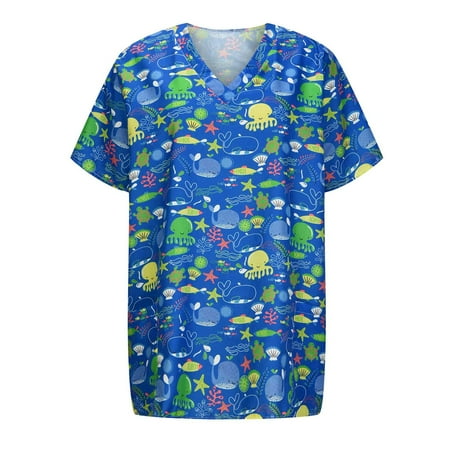 Danhjin Womens Nursing Scrub Tops Printed Working Uniform Short Sleeve V-Neck Workwear Blouse T-shirt with Pockets Womens Tops - Summer Savings Clearance
Danhjin Womens Nursing Scrub Tops Printed Working Uniform Short Sleeve V-Neck Workwear Blouse T-shirt with Pockets Womens Tops - Summer Savings Clearance