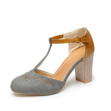 Women‘s Chunky High Heel Sandals Colorblock Ankle Buckle Strap T-strap Shoes Casual Round Toe Pumps
Women‘s Chunky High Heel Sandals Colorblock Ankle Buckle Strap T-strap Shoes Casual Round Toe Pumps