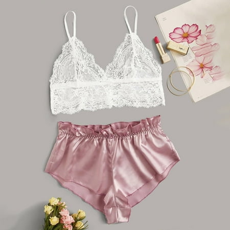 Womens Underwear New Lace Lingerie Silk Underwear Sleepwear Underwear Pajamas Satin Underwear For Women Pink L
Womens Underwear New Lace Lingerie Silk Underwear Sleepwear Underwear Pajamas Satin Underwear For Women Pink L