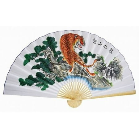 THY COLLECTIBLES Large 60 Folding Wall Fan -- Tiger -- Original Hand-painted