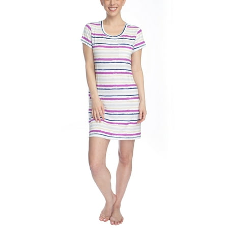 Cool Girl Women s Sleepshirt Berry Blue Stripe Large