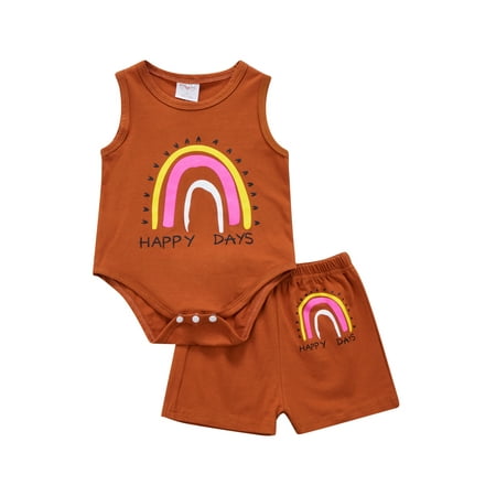 Sunisery 2Pcs Newborn Infant Baby Boys Girls Clothes Sets Rainbow Romper Tops Shorts Summer Outfits Brown 12-24 Months
Sunisery 2Pcs Newborn Infant Baby Boys Girls Clothes Sets Rainbow Romper Tops Shorts Summer Outfits Brown 12-24 Months