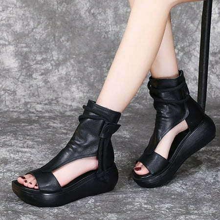 LIANGP Women s Sandals Summer Large Wedge Heel Thick Bottom Zipper Open Toe Sandals Women s Shoes Black Size 7
LIANGP Women s Sandals Summer Large Wedge Heel Thick Bottom Zipper Open Toe Sandals Women s Shoes Black Size 7