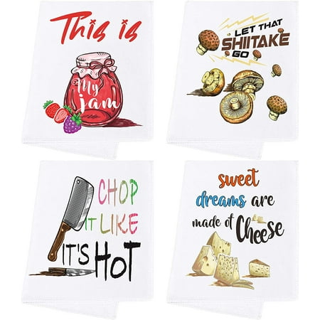 SPXUBZ Kitchen Towels Cute Food Pattern Jam Cheese Mushrooms for Home Kitchen Decor Housewarming Gift Towel Set of 4
SPXUBZ Kitchen Towels Cute Food Pattern Jam Cheese Mushrooms for Home Kitchen Decor Housewarming Gift Towel Set of 4
