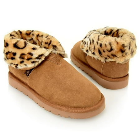SuperLamb Eva Suede Faux Sheepskin Original Fold Down Booties