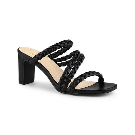 Perphy Square Toe Braided Heeled Chunky Heels Sandals for Women