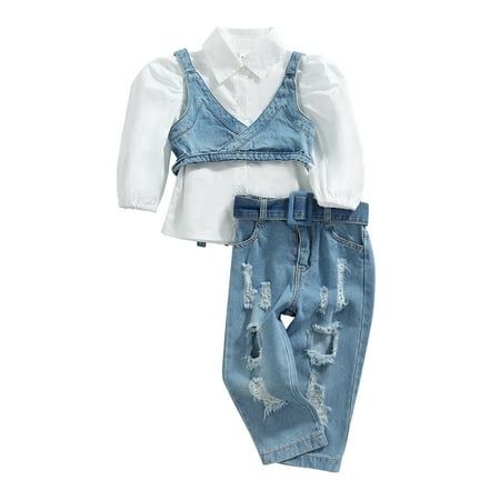 LisenraIn Toddler Girls Clothes Set Solid Color Long Sleeve Shirt Denim Vest Ribbed Jeans Spring Autumn 3Pcs Casual Outfits
LisenraIn Toddler Girls Clothes Set Solid Color Long Sleeve Shirt Denim Vest Ribbed Jeans Spring Autumn 3Pcs Casual Outfits
