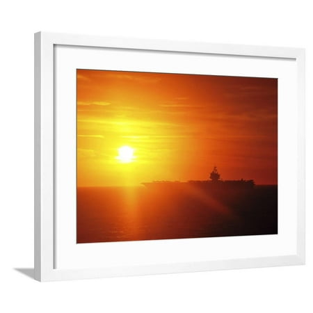 Aircraft Carrier USS Enterprise Underway in the Atlantic Ocean During Sunset Framed Print Wall Art By Stocktrek Images