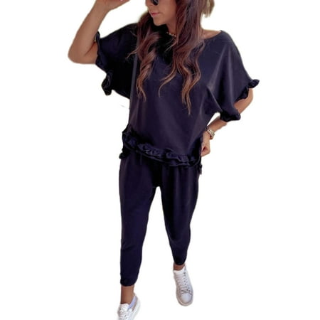 Niuer Ladies Sleepwear Solid Color Loungwear Crew Neck Nightwear Casual Pajamas Short Sleeve Pjs Black S
Niuer Ladies Sleepwear Solid Color Loungwear Crew Neck Nightwear Casual Pajamas Short Sleeve Pjs Black S