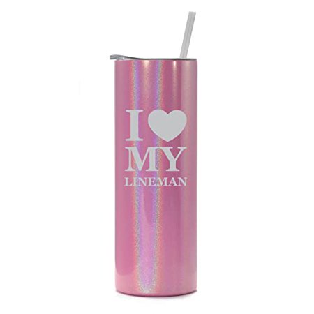 20 oz Skinny Tall Tumbler Stainless Steel Vacuum Insulated Travel Mug Cup With Straw I Love Heart My Lineman (Pink Iridescent Glitter)
20 oz Skinny Tall Tumbler Stainless Steel Vacuum Insulated Travel Mug Cup With Straw I Love Heart My Lineman (Pink Iridescent Glitter)