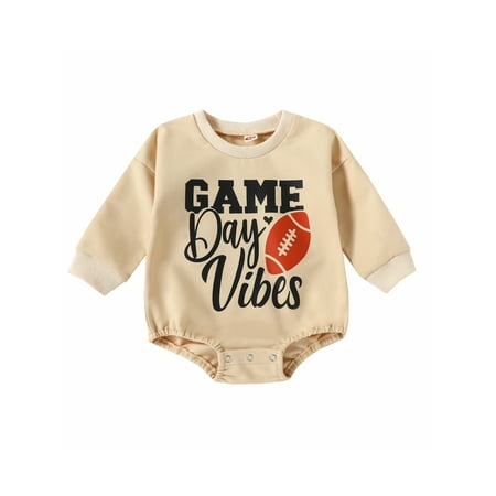 

Bagilaanoe Newborn Baby Girl Boy Oversized Rompers Long Sleeve Letter Rugby Print Bodysuits 3M 6M 12M 18M 24M Infant Casual One Piece Short Jumpsuit