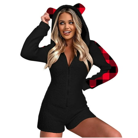 KEJIG Stylish Women Long Sleeve Hooded Jumpsuit Pajamas Casual Winter Warm Rompe Sleepwear
KEJIG Stylish Women Long Sleeve Hooded Jumpsuit Pajamas Casual Winter Warm Rompe Sleepwear