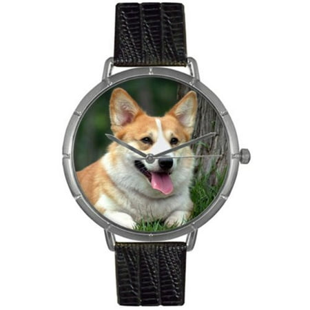 Whimsical Watches Womens T0130029 Corgi Black Leather And Silvertone Photo Watch