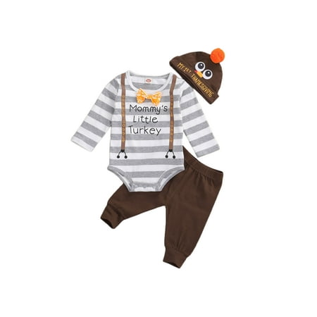 GuliriFei Thanksgiving Baby BOy Girl Outfit Letter Strip Printed Romper Bodysuit Legging Pant Cute Turkey Hat 3Pcs Clothes Set
GuliriFei Thanksgiving Baby BOy Girl Outfit Letter Strip Printed Romper Bodysuit Legging Pant Cute Turkey Hat 3Pcs Clothes Set