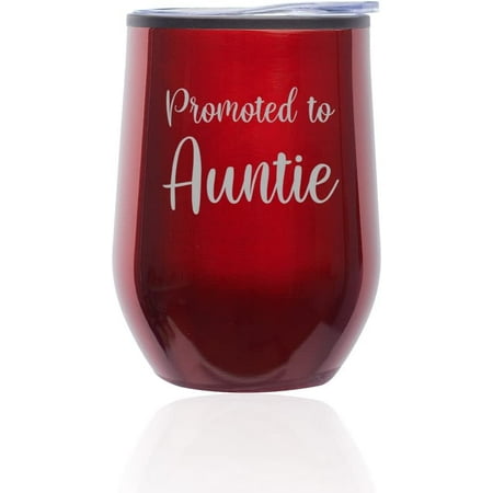 Stemless Wine Tumbler Coffee Travel Mug Glass with Lid Promoted To Auntie New Aunt Pregnancy Announcement (Red)
Stemless Wine Tumbler Coffee Travel Mug Glass with Lid Promoted To Auntie New Aunt Pregnancy Announcement (Red)