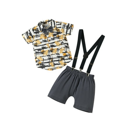 Suanret Toddler Boy Short Pants Outfits Short Sleeve Tree Printed Lapel Button Tops Suspenders Elastic Waist Shorts Set Grey 2-3 Years
Suanret Toddler Boy Short Pants Outfits Short Sleeve Tree Printed Lapel Button Tops Suspenders Elastic Waist Shorts Set Grey 2-3 Years