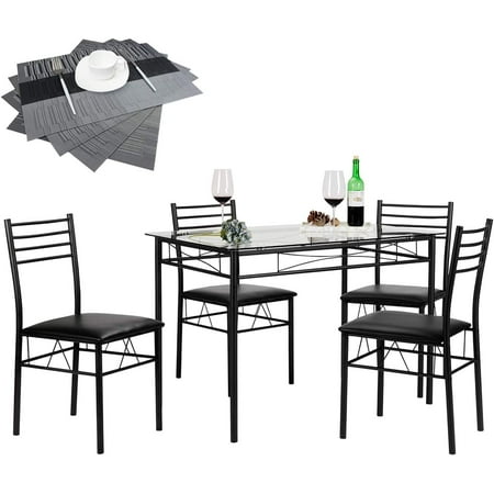 YYFF Dining Table with 4 Chairs [4 Placemats Included Black
YYFF Dining Table with 4 Chairs [4 Placemats Included Black