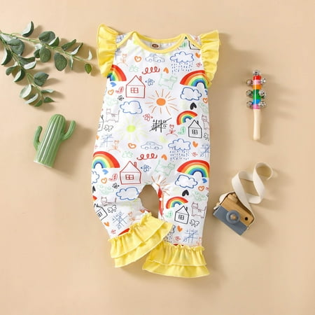 Wiueurtly Baby Boys Girls Fly Sleeve Cartoon Rainbow Printed Ruffles Romper Jumpsuit Clothes Vintage Lace Romper Baby Girl
Wiueurtly Baby Boys Girls Fly Sleeve Cartoon Rainbow Printed Ruffles Romper Jumpsuit Clothes Vintage Lace Romper Baby Girl