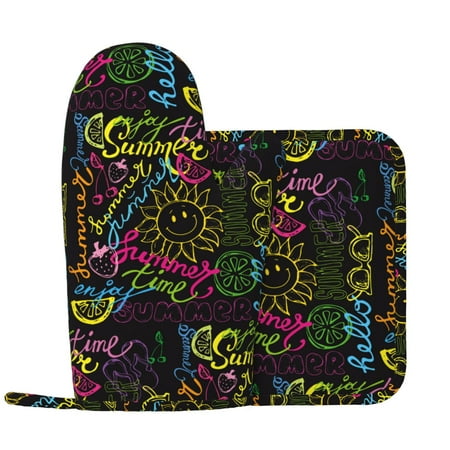 Color Summer Oven Mitts and Pot Holders Sets with 1 Non-Slip Left Silicone Oven Mitts and 1 Heatproof Insulated Hot Pads for Kitchen Use in Cooking Baking Grilling
Color Summer Oven Mitts and Pot Holders Sets with 1 Non-Slip Left Silicone Oven Mitts and 1 Heatproof Insulated Hot Pads for Kitchen Use in Cooking Baking Grilling
