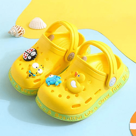 

Wish Toddler Clogs Boys Girls Cute Cartoon Toddler Sandals Kids Slippers ----- Yellow （Size 28-29） S075