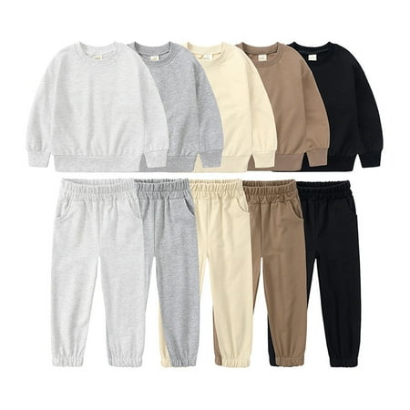 Boy Girls 2 Piece Outfit Long Sleeves Long Pants Cotton Set for 12M-13T