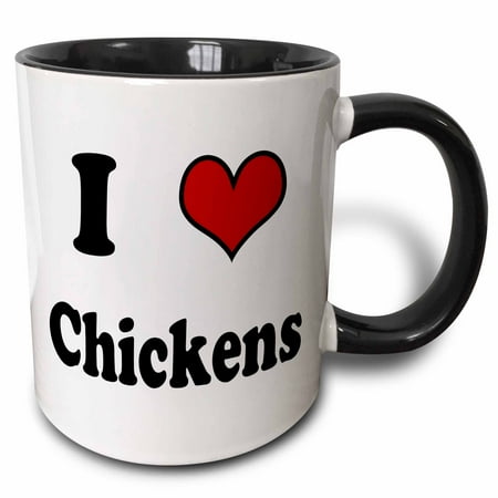 3dRose I love chickens - Two Tone Black Mug 11-ounce