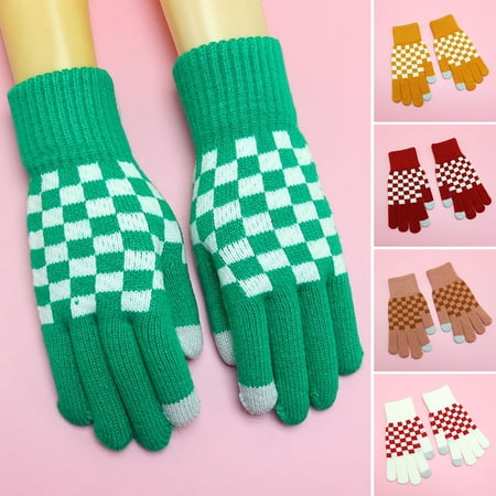 1 Pair Full Finger Gloves Checkerboard Pattern Vivid Color Windproof Wear Resistant Super Soft Keep Warm Yarn U
1 Pair Full Finger Gloves Checkerboard Pattern Vivid Color Windproof Wear Resistant Super Soft Keep Warm Yarn U